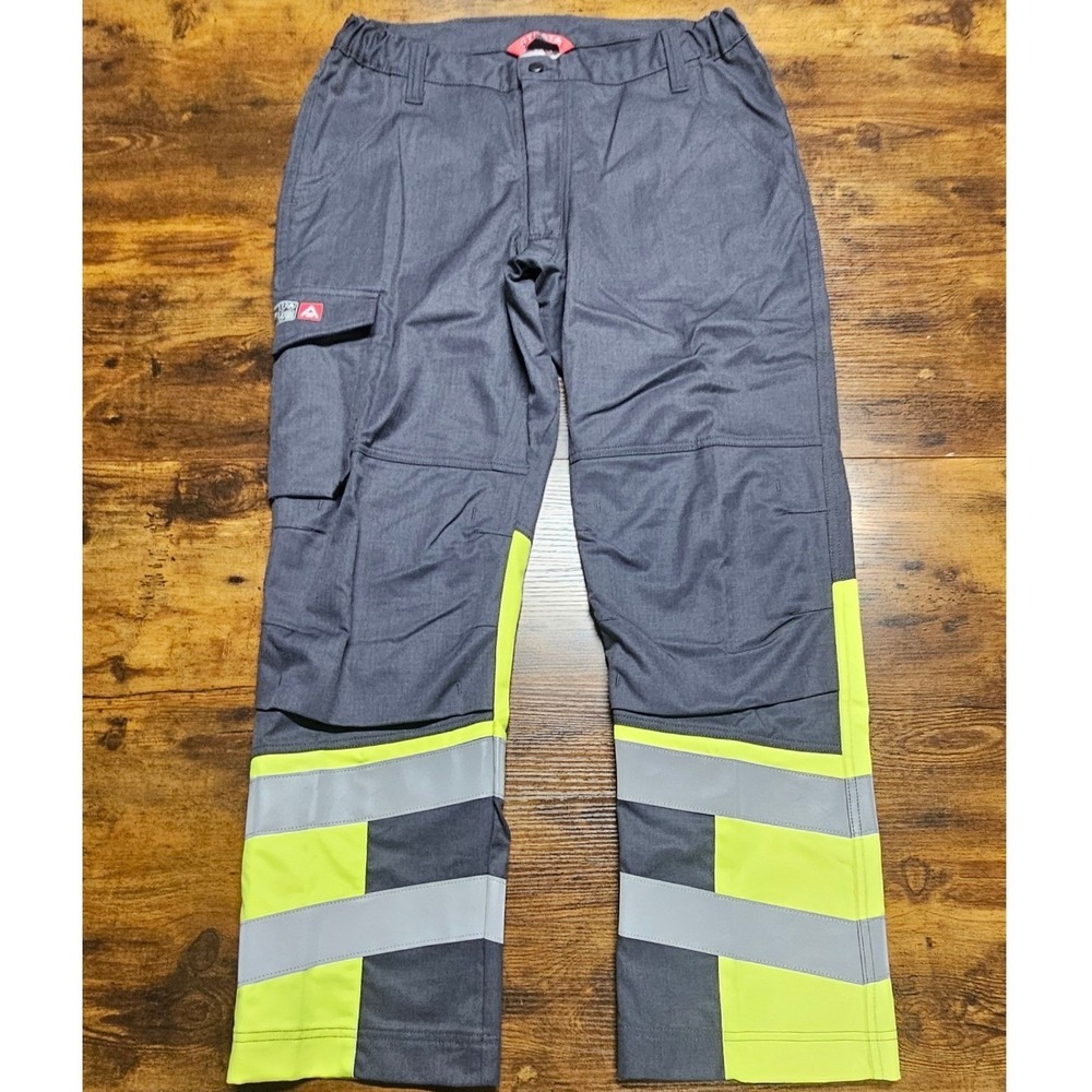 Strata SFV210 Mens Safety Cargo Pants Grey Hi-Vis Reflective Work Trousers 34x31